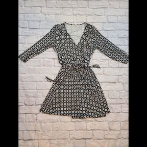 41 Hawthorn Black and White Faux Wrap Dress
